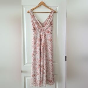 Jonathan Martin Sleeveless Vneck floral maxi dress Wmns 8 Pink NWT Whimsy Fairy